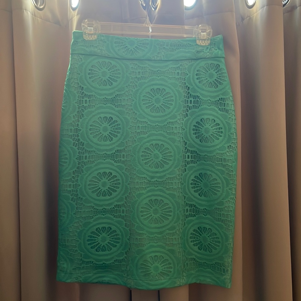 Teal lace professional skirt